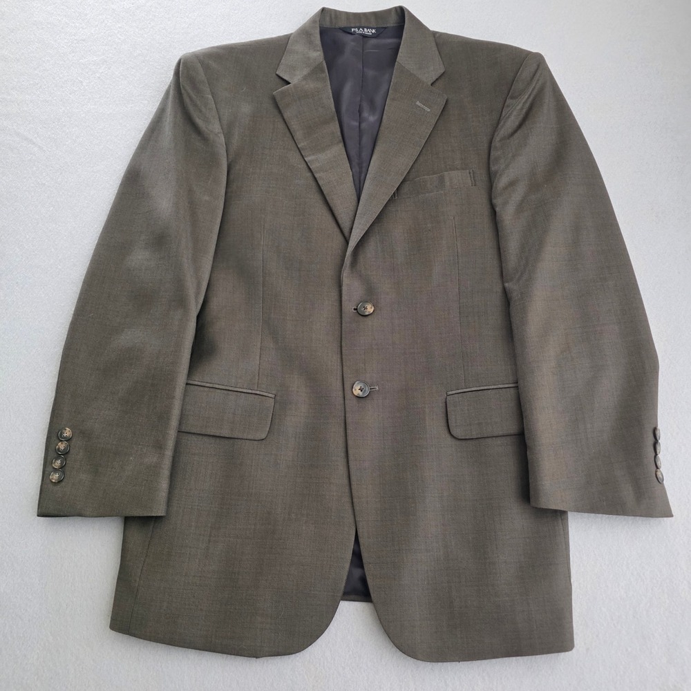 Jos A Bank Travelers Collection Mens 38R Wool Blazer Tailored Fit Olive Brown